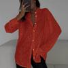 IHUASU Women's Fashion Casual Solid Color Print Long Sleeve POLO Neck Blouses & Shirts Unique design