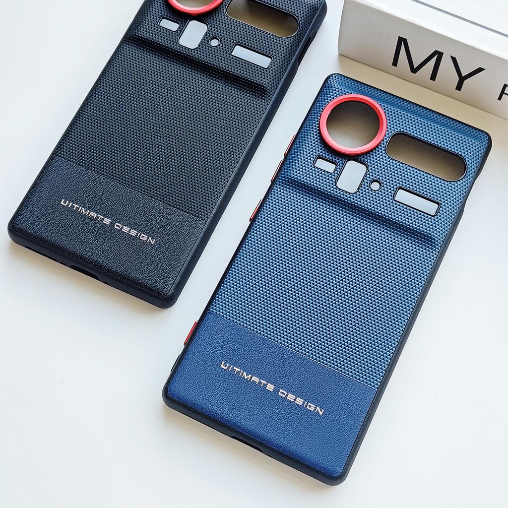 Pentru ZTE Nubia Z80 Z70 Z70S Ultra Piele PU Prietenoasă cu Pielea Taste în Culori Contrastante Ramă Cameră Spate Protector Capac Moale