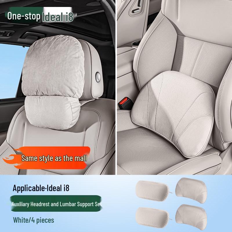 Ideal i6i8 Car Neck & Lumbar Support Pillow Set for Headrest and Interior Decoration