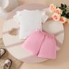 Ensemble 2 pièces Fille Toddler : Haut 3D Cœur et Short à Boutons