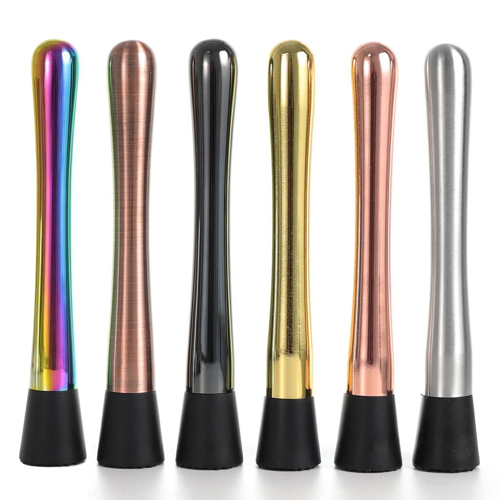 Muddler for Cocktails 8Inch Stainless Steel Cocktail Muddler with Grooved Nylon Head Fruit Crusher