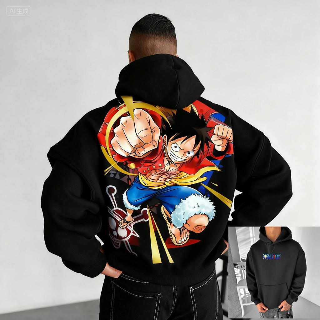 Vintage Oversized Anime One Piece Hoodie Men Women Sweatshirt Pullover Streetwear Casual Cotton Y2k Clothes Autumn Winter New