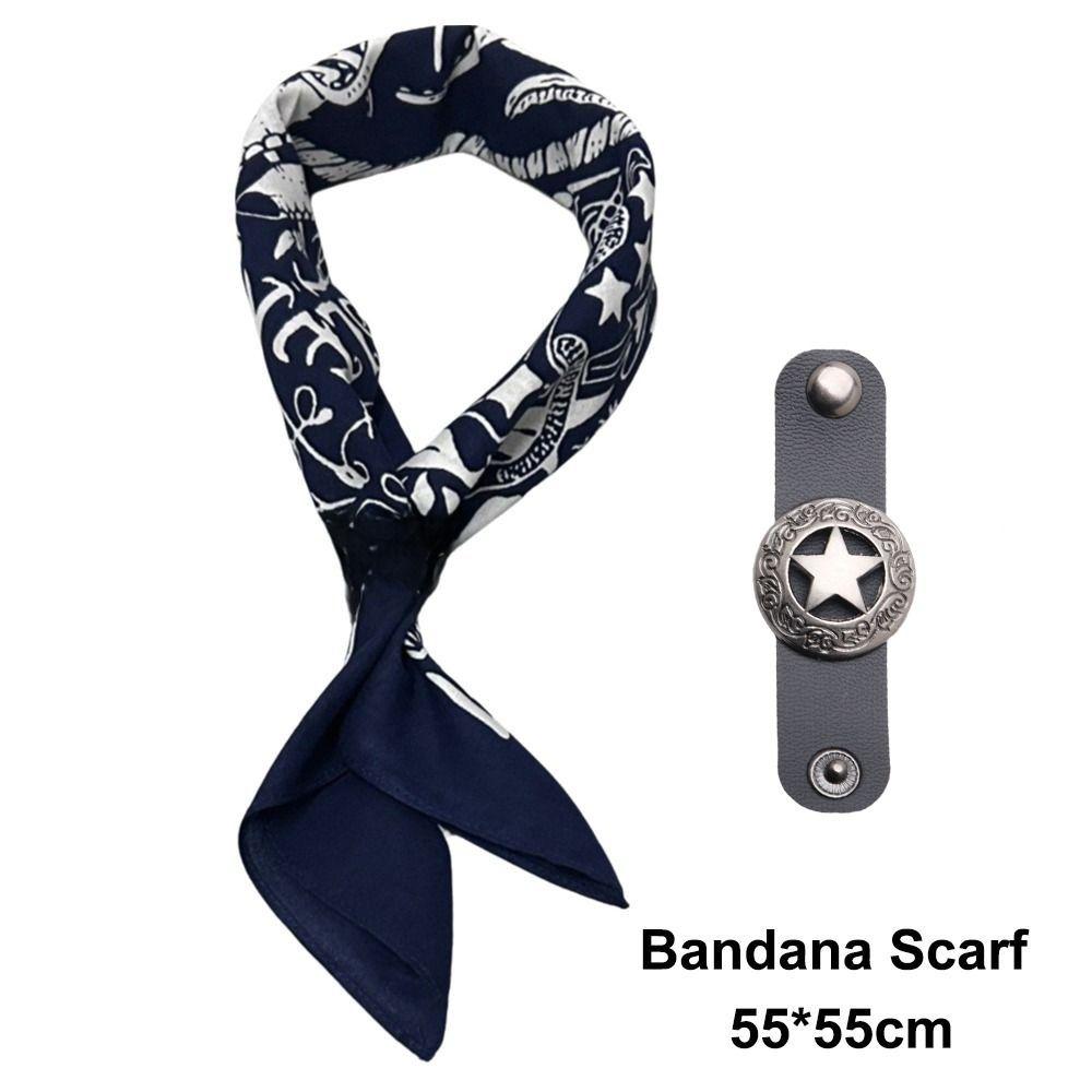 Fashion Oversized Bandana Scarf Cotton With Floral Buckle Hip Hop Head Scarf Western Style Neck Wrist Wrap