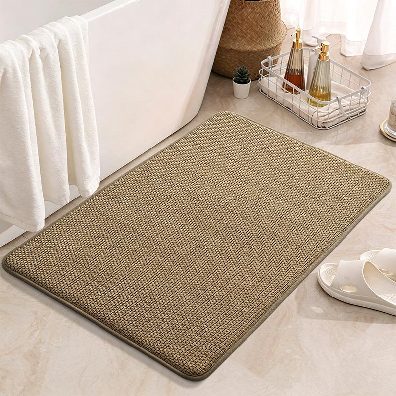 Bathroom Floor Mat, Anti Slip Mat Linen Woven Shower Carpet, Absorbent Mat, Wiping Mat, Quick Drying Rug