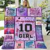 1pc Sister's 10th Birthday Inspirational Quotes Flannel Blanket Soft Contemporary Throw with Digital Print, All Seasons, 100% Polyester, 200250gsm, Pe