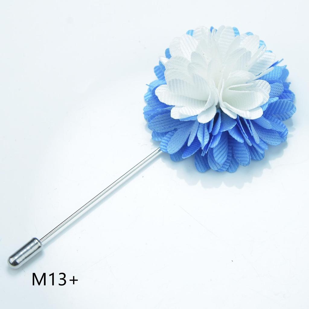 Handmade Floral Blue Corsage Brooch for Men & Women
