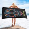 Schädel Strandtuch Mikrofaser Schnelltrocknend Strand Blumenmuster Reise Fitness Spa Damen Mädchen Blume Rose Schädel Große Strandtücher