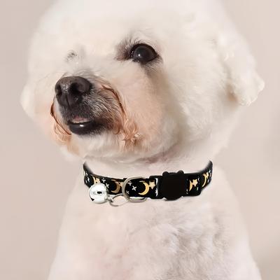 1PC Glow-in-dark Breakaway Cat Collar with Moon Star Pattern, Adjustable Cat Necklace with Safety Buckle