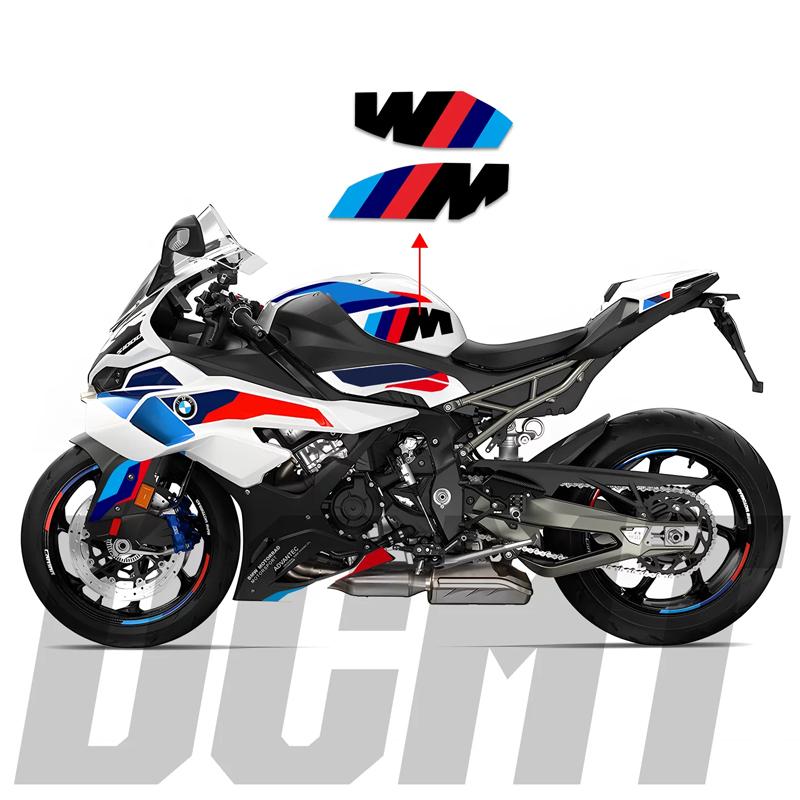 Applicable to BMW S1000RR 2025 whole car sticker, blue and white whole car latte waterproof air guide slot sticker