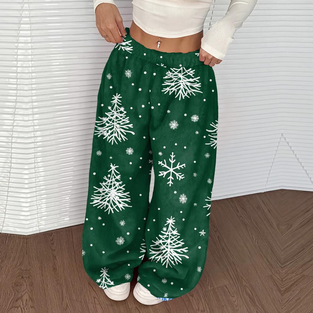Women's Casual And Fashionable Elastic Waist Loose Wide Leg Pants