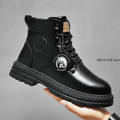 High Top Boots Men's Leather Shoes Fashion Motorcycle Ankle Boots for Men Winter Boots Man Shoes Lace-Up Botas Hombre