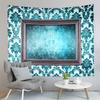 Geometry Style Tapestry Blue Mountains Pink Sky Sunset Tapestry Home Living Room Dorm Bedroom Aesthetics Decoration Tapestries