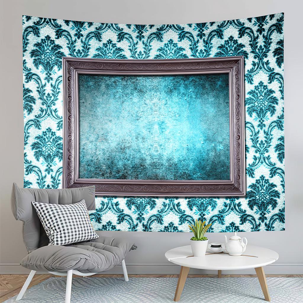 Geometry Style Tapestry Blue Mountains Pink Sky Sunset Tapestry Home Living Room Dorm Bedroom Aesthetics Decoration Tapestries