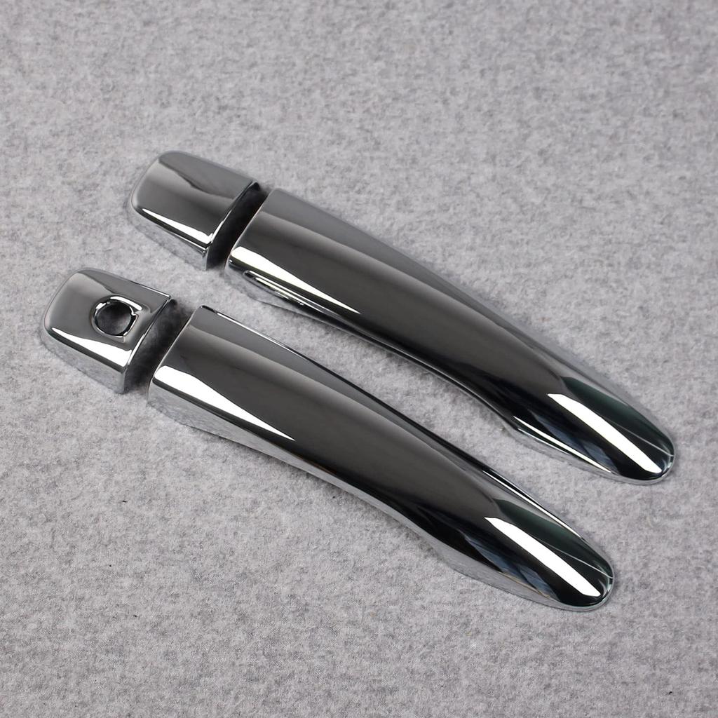 RUIQ Exterior Door Handle Covers for Nissan Kicks Full Chrome Plated Smart Key Entry Button P15, Coverage, (No Hole)