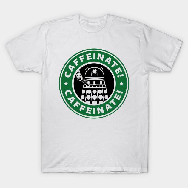 

Men Black Print T-shirt Dalek Caffeinate No-Cut Transfer Paper Print Cotton Tshirt L белый