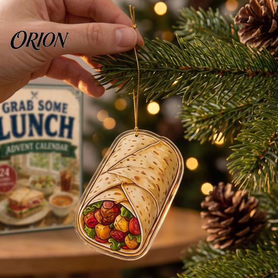 Decorative Pendant for Holiday Grab Some Lunch Advent Calendar, 24 Days 2D Acrylic Food Retro Style Ornament Set Ornaments Christmas Countdown