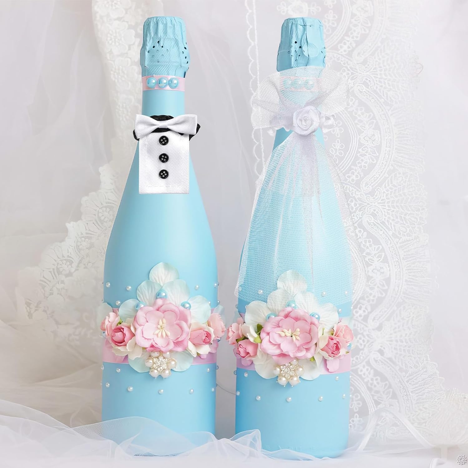 

Amosfun 4 шт. Чехлы на винные бутылки «Жених и невеста» Свадебные украшения для бутылок Сумки для наряжания винных бутылок Свадебное украшение для девичника/мальчишника, помолвки