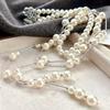 Vintage Multi-Layer Design Gypsy Artificial Crystal Pearl Sweater Chain Necklace Collarbone Chain
