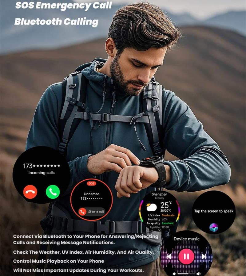 2025 New GPS Smart Watch Men Bluetooth Call 100+Sport GPS Track Watches Voice Assistant Waterproof Smartwatch For Android IOS