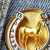 Brooch Pin Retro Golden Horseshoe Design Scratch Resistant Brooch Round Shape Lapel Badge Clothes Accessories