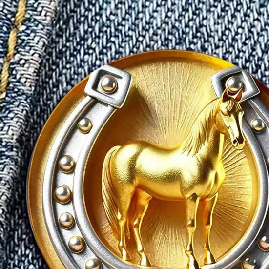 Brooch Pin Retro Golden Horseshoe Design Scratch Resistant Brooch Round Shape Lapel Badge Clothes Accessories