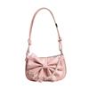 Solid Color Bowknot Shoulder Bucket Bag Korean Style Bow Tote Bag Women Armpit Bag  Office Worker