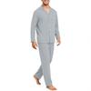 Men's Long Sleeve Button Down Pajama Set for Sleepwear Comfort