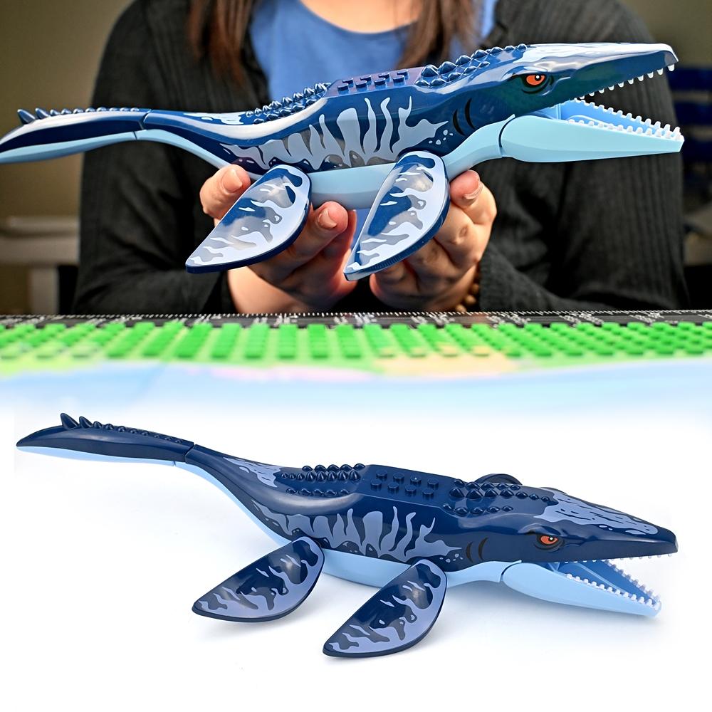 Büyük Mosasaurus Figürleri Hayvanlar Yapı Taşları Aksiyon Dinozor Dünyası Kendin Yap Montaj Deniz Canavarı Eğitici Çocuk Oyuncak Tuğlalar