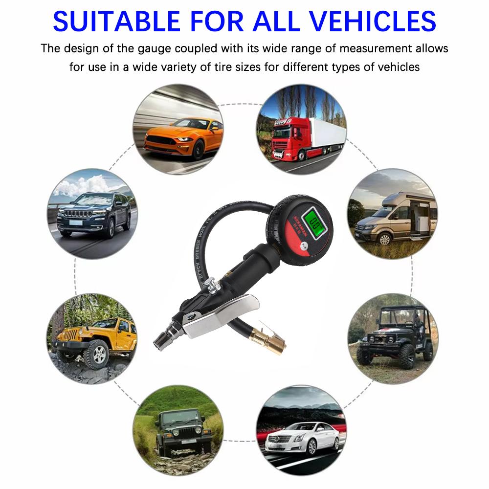 For Car Truck Vehicle Motorcycle High Precision Monitor System Test Accessories LCD Digital Tyre Tester Auto Tire Pressure Gauge Car Pump Belt Gauge