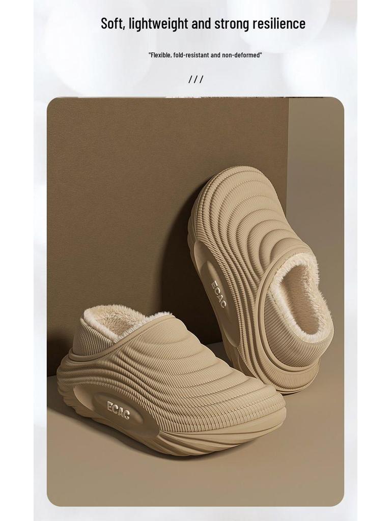 Men's Cartoon Cotton Slippers: Winter Indoor Non-Slip, Waterproof, Warm, Closed-Heel with Thick Sole for Couples