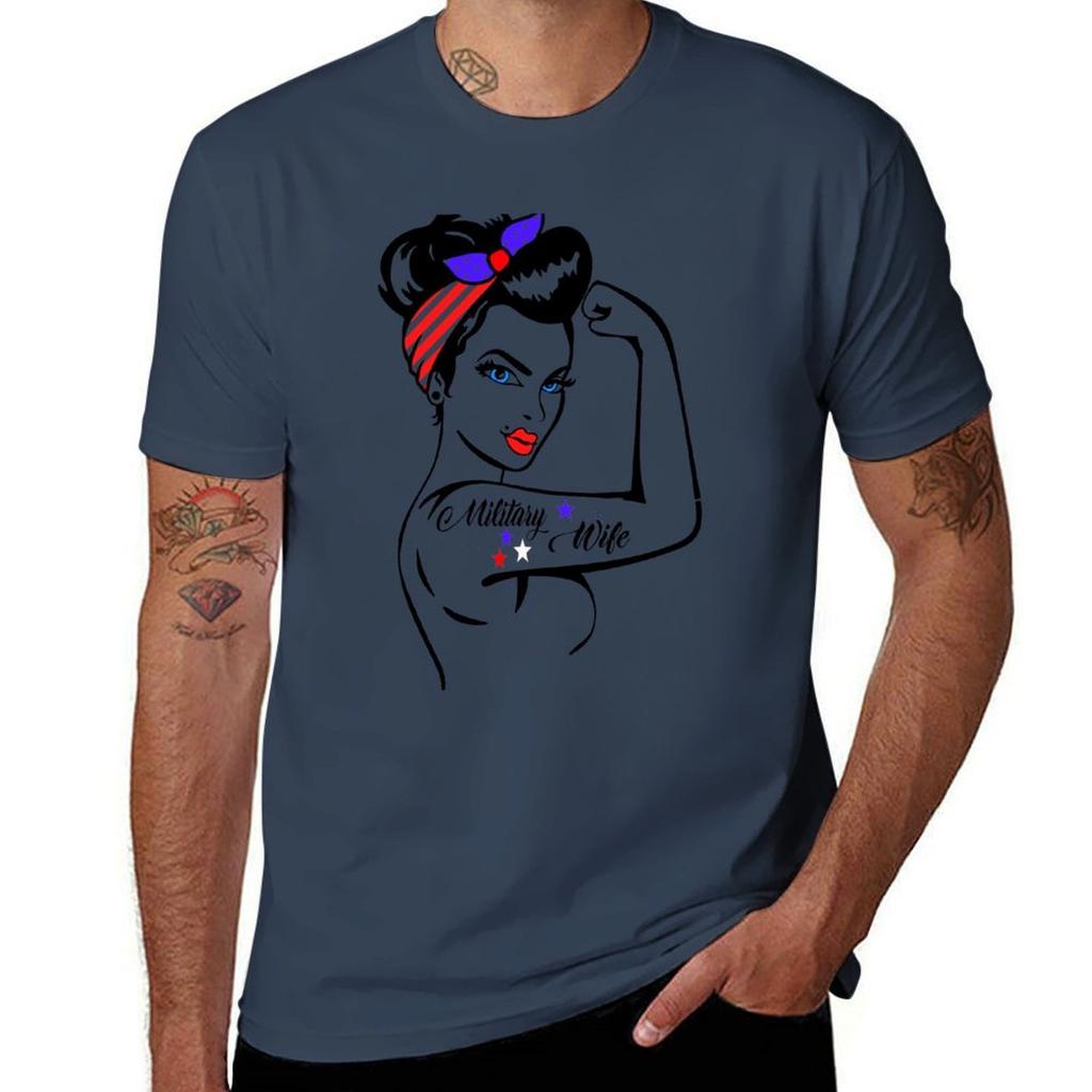 Military Wife Shirt Girl Power Shirt Rosie The Riveter Shirt Tshirt Sports Casual Breathable Tee Tshirt