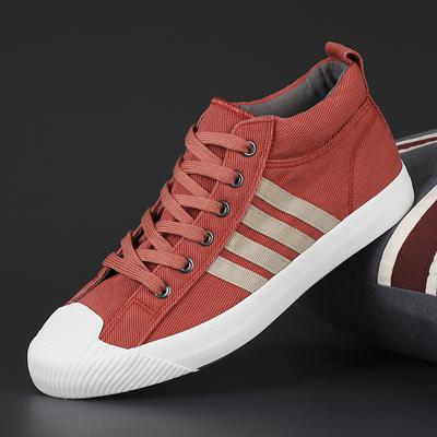 Men's Canvas Shoes Spring and Autumn Fashion Solid Color Men's Vulcanized Shoes Lace-up White Casual Shoes Men's Sneakers