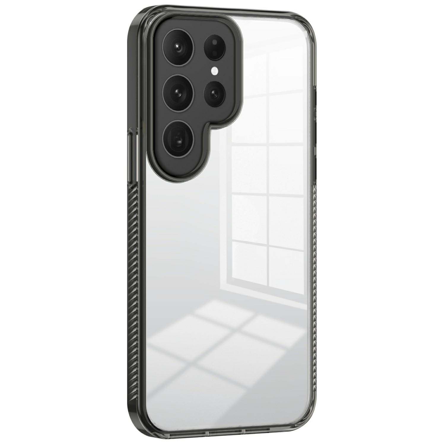 

For Samsung Galaxy S23 Ultra Clear Phone Case TPU PC Anti-Slip Drop-Proof Back Cover Black