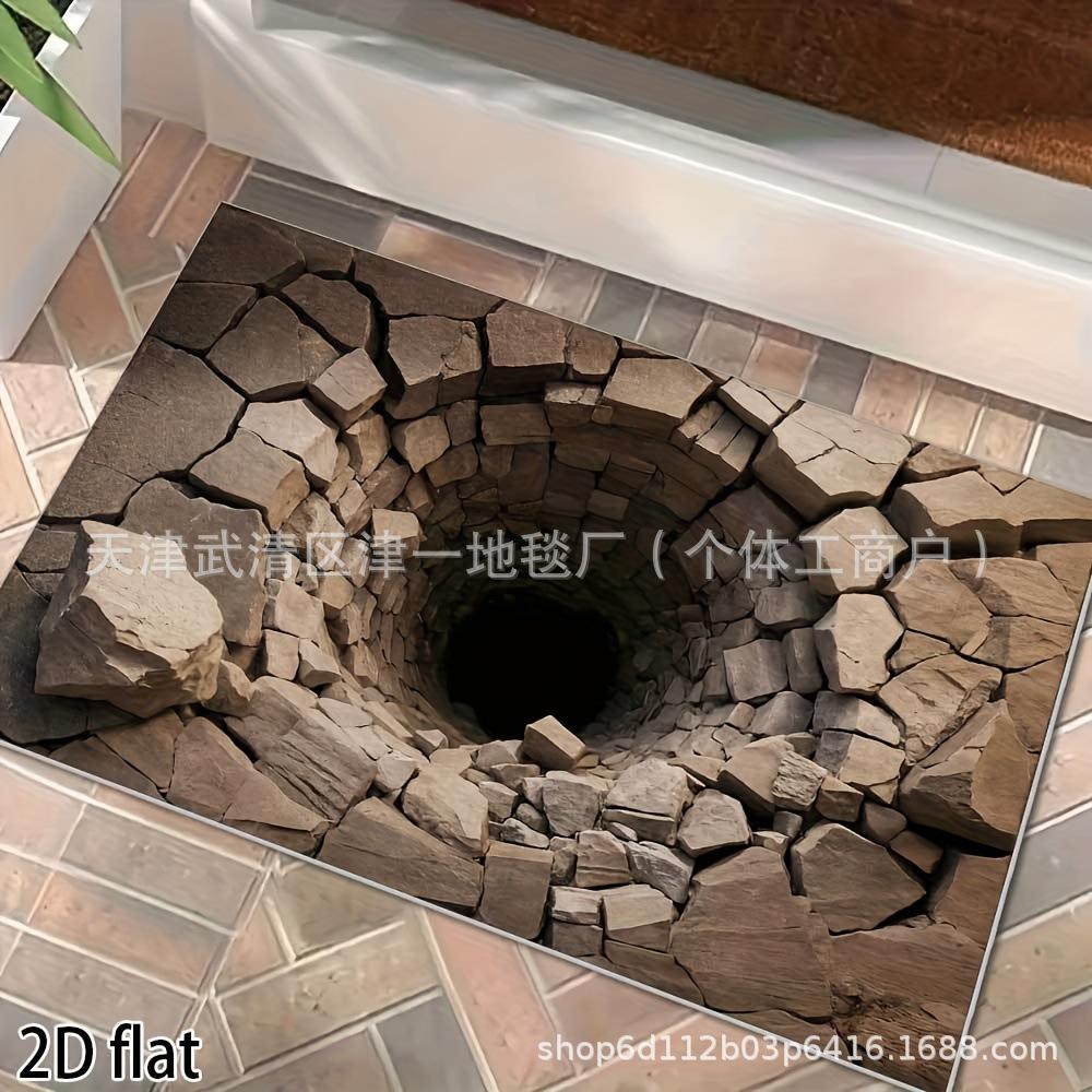 3D Visual Illusion Entrance Porch Diatom Mud Floor Mat Entry Door Mat Dirt-resistant Wear-resistant Floor Mat 40*50cm