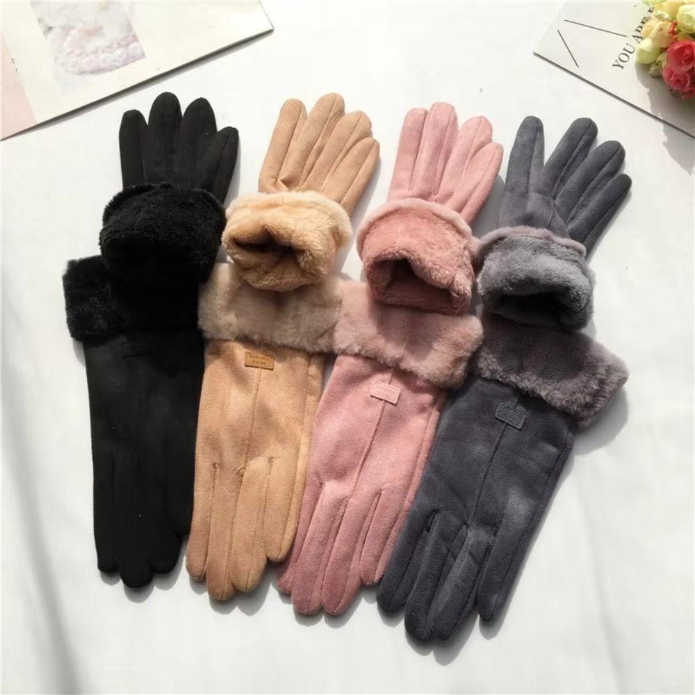 Windproof Suede Gloves  Sports Cycling Mittens Women Winter Gloves  Autumn/Winter
