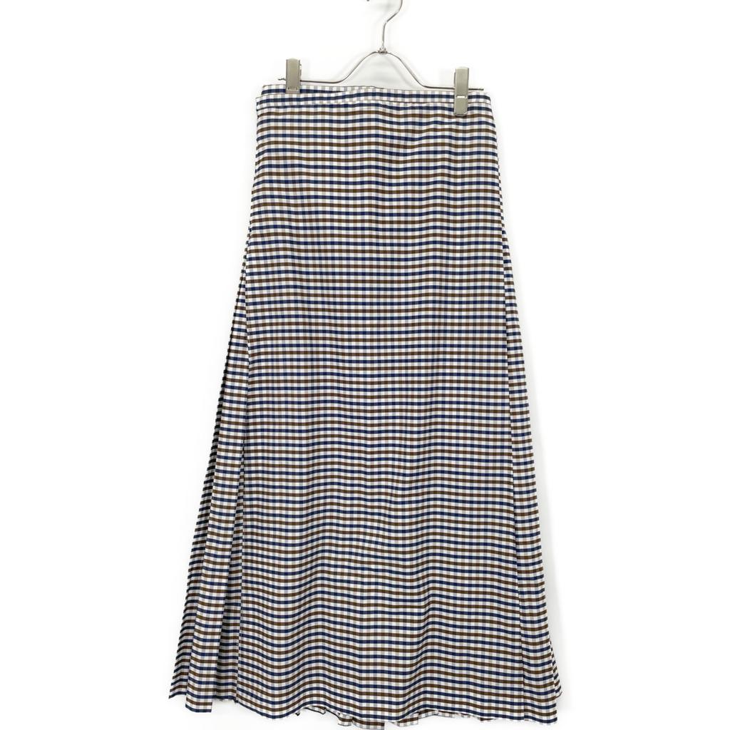 MADISON BLUE 23 year made MB231-6007 QUILT MAXI SKIRT M.GINGHAM skirt XS brown/navyUsed