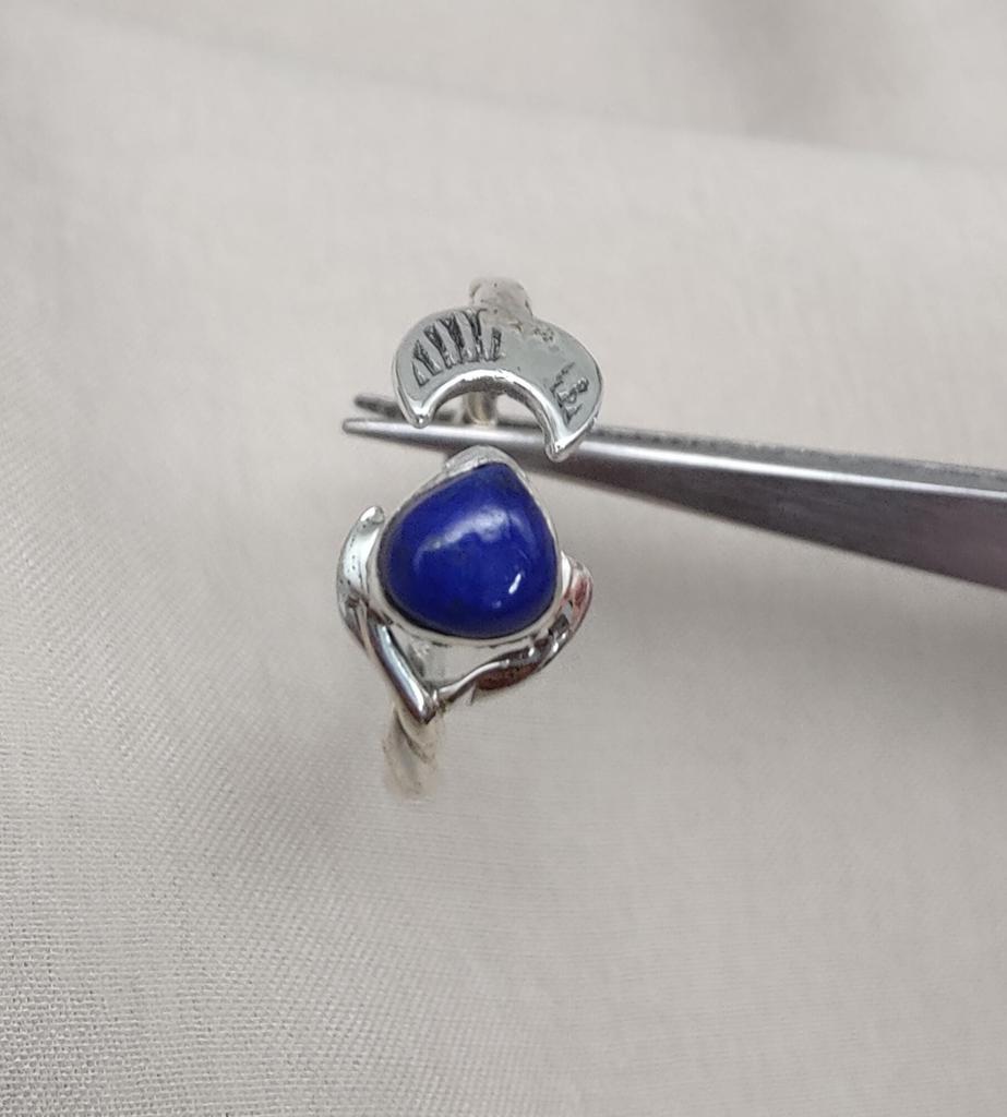 Lapis Lazuli Ring 925 Sterling Silver Moon Star Adjustable Ring Blue Gemstone Handmade Jewelry