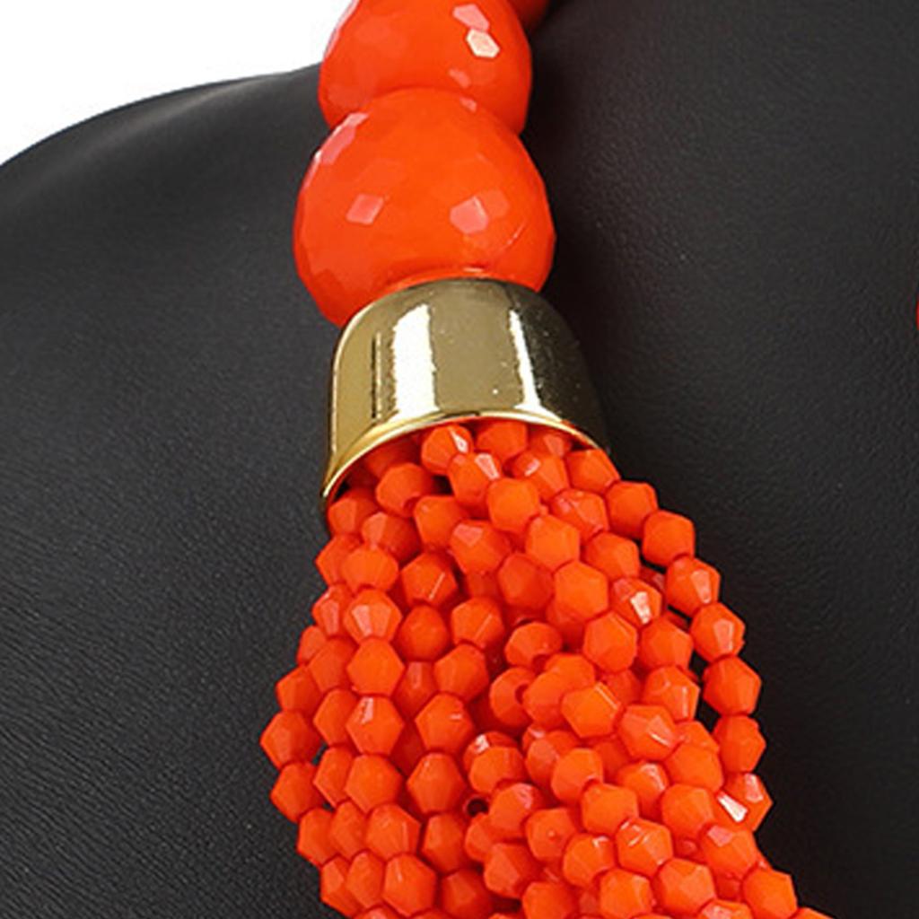 Bohemian Layer Beaded Necklace and Earrings Set Plastic Jewelry for Women Music Festival Beach Party Accessories