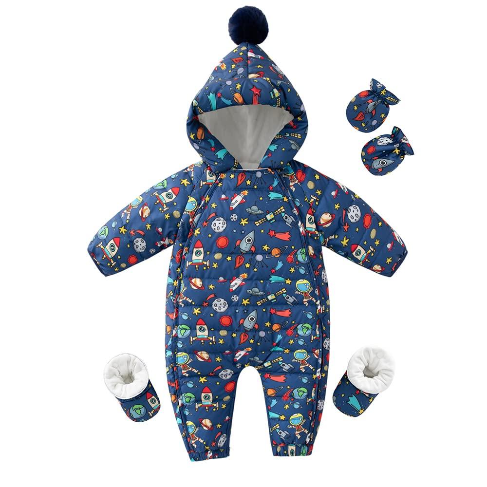 Baby nest Baby Clothes Jumpsuit Coverall Long Sleeve Romper Down Coat with Hood Cold Protection Thick Autumn Winter Boys Girls Baby Shower Gift