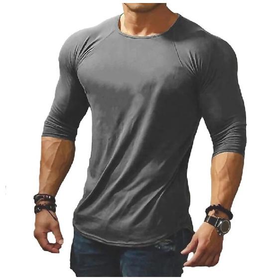 Spring and Summer New Casual Solid Color Men's Round Neck Long Sleeve T-shirt Slim Fit Youth T-shirt