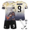 Kits de Futebol para Adolescentes, Crianças e Adultos Conjunto de Camisa de Treino Esportivo com Meias 24/25 Real Madrid Traje com Padrão de Dragão #9 Mbappé