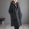 Winter Aunt Padded Jacket Mid-length Hooded Padded Jacket Padded Jacket Women Plus Velvet Thickened Large Size Western Style Overalls