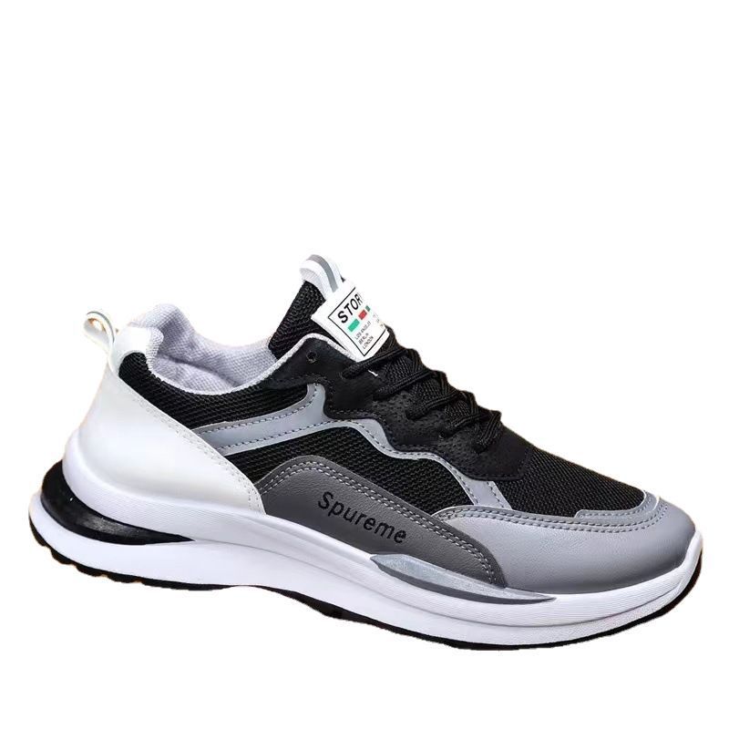 Spring and Autumn New Sports and Leisure Shoes, Mesh Breathable Shoes, Laces, Student Running Shoes, Large Size Men's Shoes