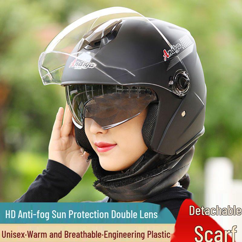 Universal All-Season Electric Helmet with Anti-Fog & Warmth, Dual Visors, for Men & Women