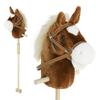 Steckenpferd mit Holzrädern, Echte Pony-Wiehern und Galopp-Geräusche, Griff, 95 cm, Braun
