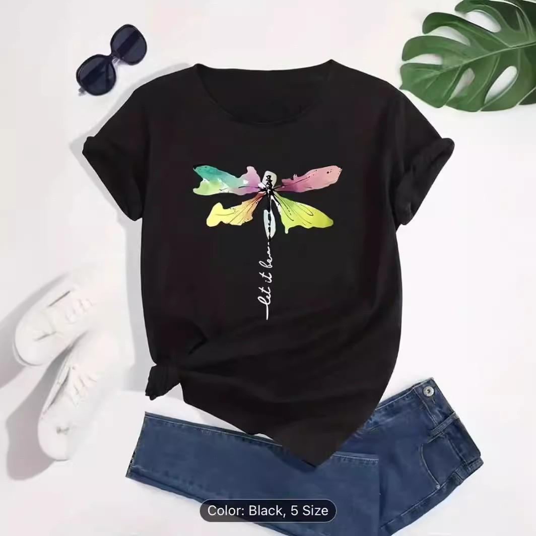 

Летний топ с круглым вырезом и принтом, модные повседневные милые женские футболки из чистого хлопка с короткими рукавами S