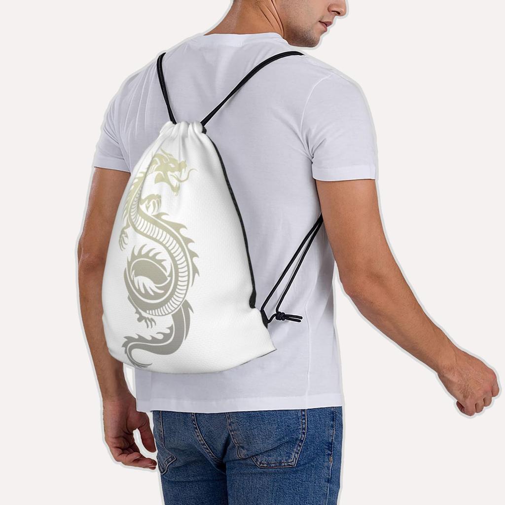 Japanese Pattern Dragon Pattern Knapsack Gym Sack Backpack Sports Bag Backpack Pool Bag Backpack Gym Clothes Bag Large Capacity Convenient Storage