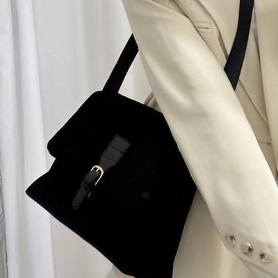 Autumn and Winter Simple Temperament Suede Commuter Bag Versatile Simple Flip Bag High-end Commuter Shoulder Messenger Bag