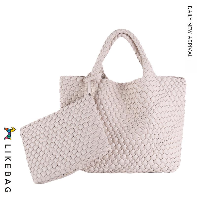 New 2022 Large Capacity PU Woven Tote Bag - Trendy Cross-Border Business & Casual Mother-Child Handbag