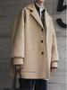 Men's Trendy Mid-Length Wool Coat - Loose Fit, High-End Single-Breasted for Autumn & Winter